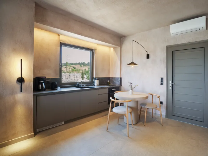 Fully equipped modern kitchen in luxury suite, Nikiti Greece